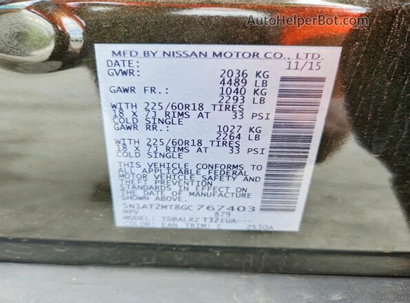 5N1AT2MT8GC767403 2016 NISSAN ROGUE Green 