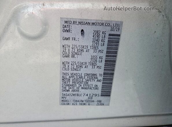 5N1AT2MT8LC741295 2020 NISSAN ROGUE Silver 