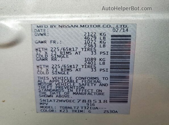 5N1AT2MV0EC788518 2022 NISSAN ROGUE Silver 