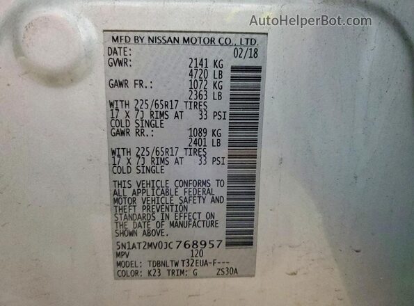 5N1AT2MV0JC768957 2018 NISSAN ROGUE Silver 