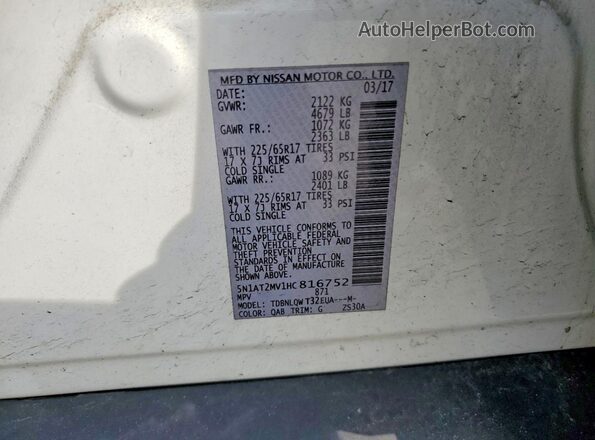 5N1AT2MV1HC816752 2017 NISSAN ROGUE Белый 