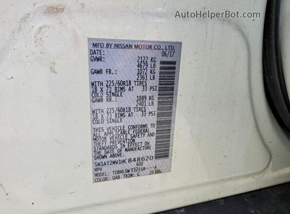 5N1AT2MV1HC848620 2017 NISSAN ROGUE White 