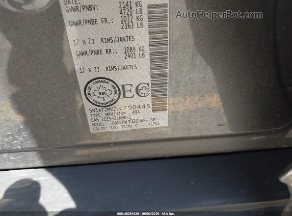 5N1AT2MV2LC790445 2020 NISSAN ROGUE Gray Engine compartment view
