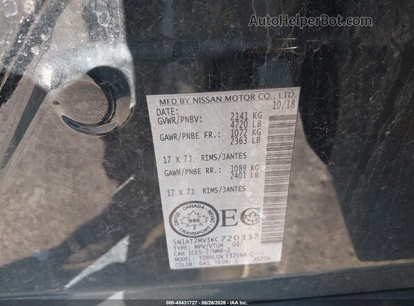 5N1AT2MV3KC720337 2019 NISSAN ROGUE Black Widok komory silnika