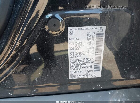 5N1AT2MV4HC763674 2017 NISSAN ROGUE Black Շարժիչի բաժամունքի տեսք