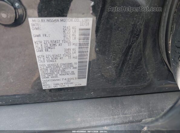 5N1AT2MV4KC743013 2019 NISSAN ROGUE Black Շարժիչի բաժամունքի տեսք