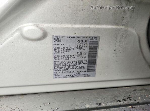 5N1AT2MV4LC725824 2020 NISSAN ROGUE Silver 