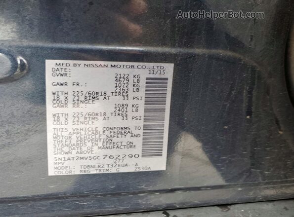 5N1AT2MV5GC762290 2016 NISSAN ROGUE Blue Engine compartment view