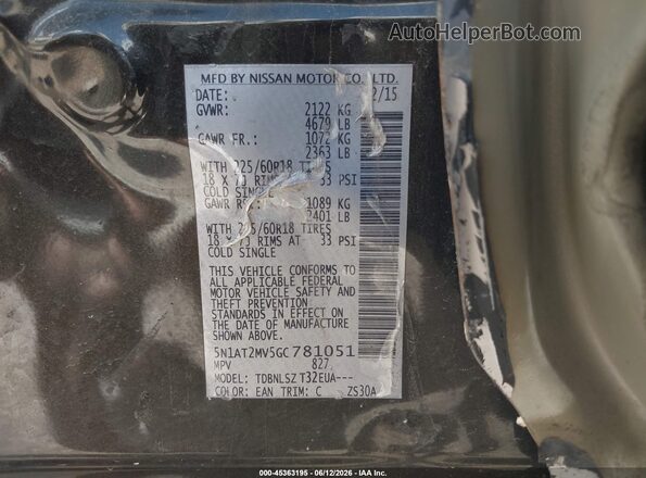 5N1AT2MV5GC781051 2016 NISSAN ROGUE Green Widok komory silnika