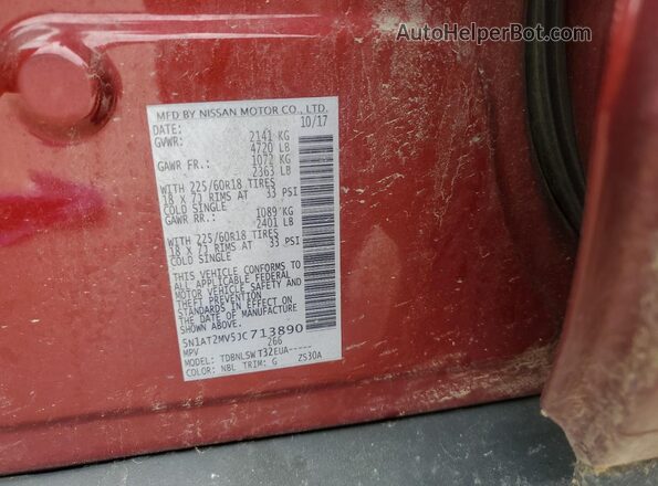 5N1AT2MV5JC713890 2018 NISSAN ROGUE Red 