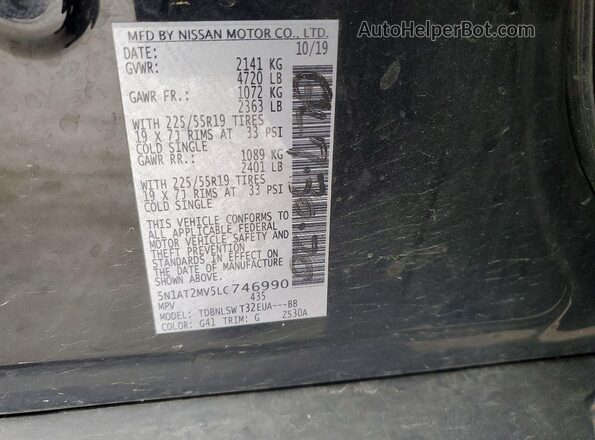 5N1AT2MV5LC746990 2020 NISSAN ROGUE Black Вид наклейки з VIN-кодом