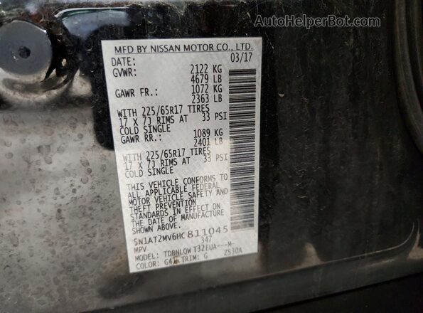 5N1AT2MV6HC811045 2017 NISSAN ROGUE Black 