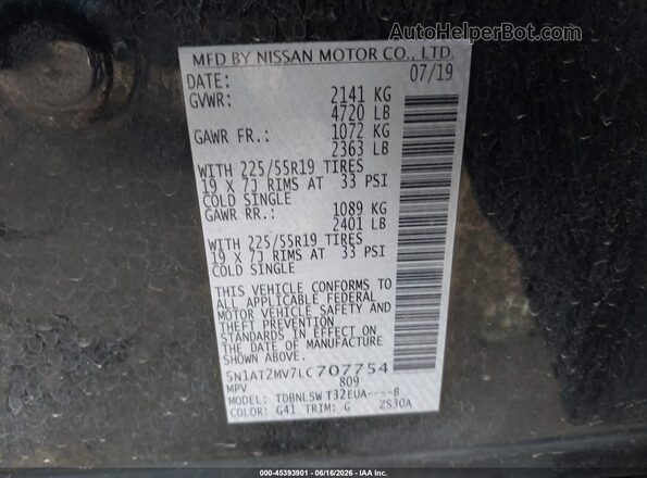 5N1AT2MV7LC707754 2020 NISSAN ROGUE Black Widok komory silnika