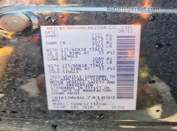 5N1AT2MV8GC741899 2016 NISSAN ROGUE Черный 