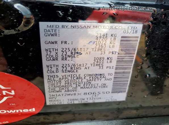 5N1AT2MV8JC806550 2018 NISSAN ROGUE Black 