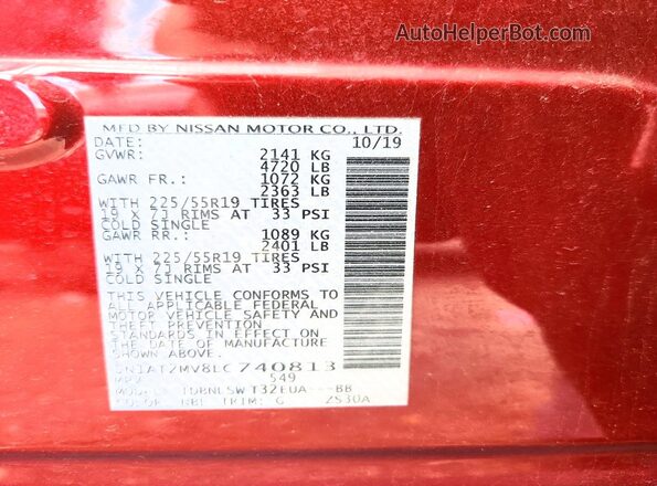 5N1AT2MV8LC740813 2020 NISSAN ROGUE Burgundy 