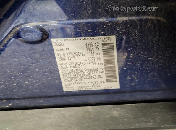 5N1AT2MV9HC785136 2017 NISSAN ROGUE Синий 