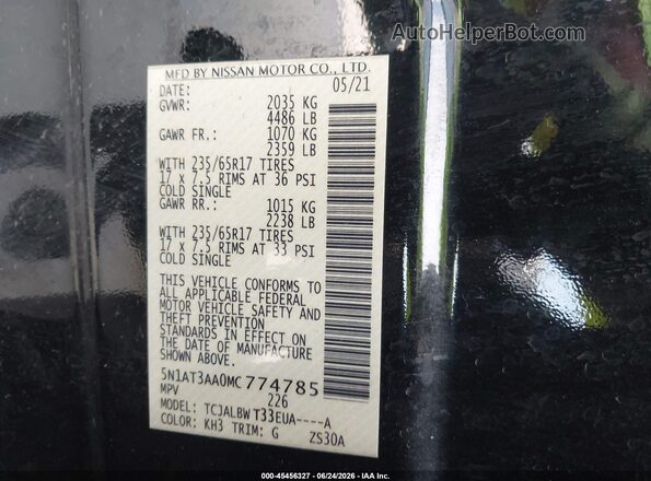 5N1AT3AA0MC774785 2021 NISSAN ROGUE Black Widok komory silnika