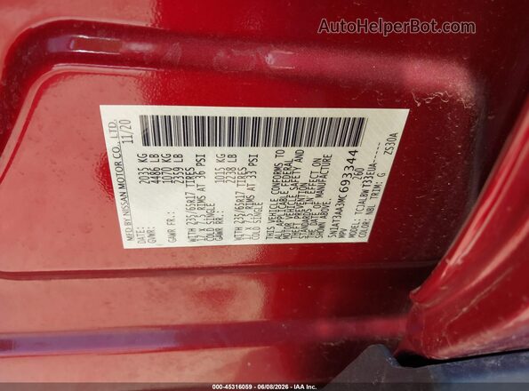 5N1AT3AA3MC693344 2021 NISSAN ROGUE Red Vista del compartimento del motor