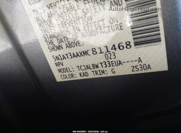 5N1AT3AAXMC811468 2021 NISSAN ROGUE Gray Engine compartment view