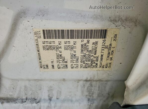 5N1AT3AB4MC733326 2021 NISSAN ROGUE White VIN sticker view