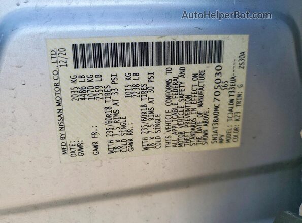 5N1AT3BA0MC705030 2021 NISSAN ROGUE Серебряный 