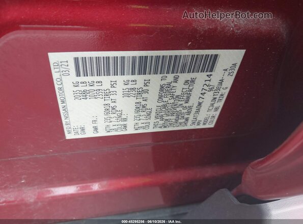 5N1AT3BA0MC747214 2021 NISSAN ROGUE Red Vista del compartimento del motor