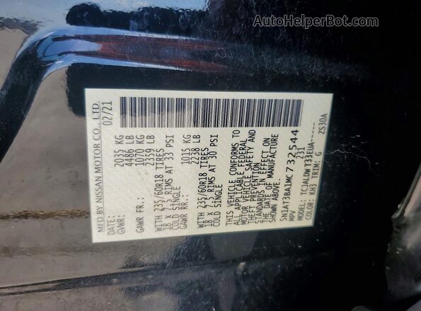 5N1AT3BA1MC732544 2021 NISSAN ROGUE Black Вид наклейки з VIN-кодом