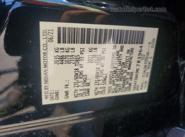 5N1AT3BA3MC783964 2021 NISSAN ROGUE Black Вид наклейки з VIN-кодом