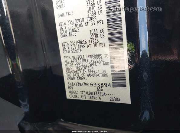 5N1AT3BA7MC693894 2021 NISSAN ROGUE Black Widok komory silnika