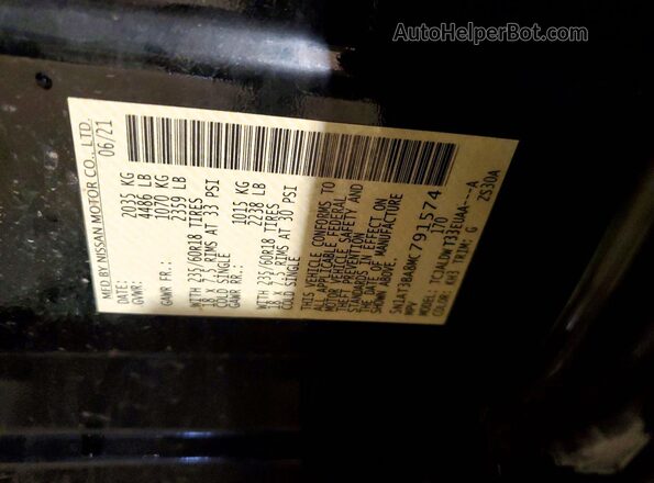 5N1AT3BA8MC791574 2021 NISSAN ROGUE Black Widok wnętrza 360 stopni