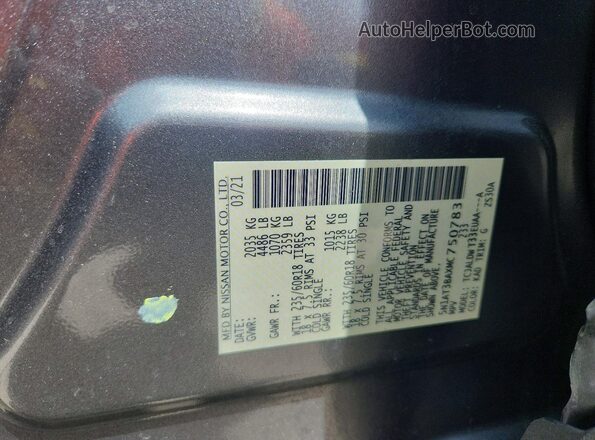 5N1AT3BAXMC750783 2021 NISSAN ROGUE Gray 