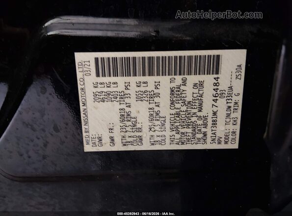 5N1AT3BB1MC746484 2021 NISSAN ROGUE Черный Вид подкапотного пространства