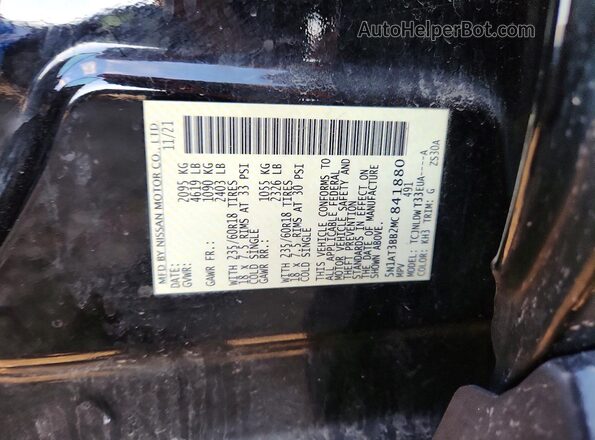 5N1AT3BB2MC841880 2021 NISSAN ROGUE Black VIN sticker view