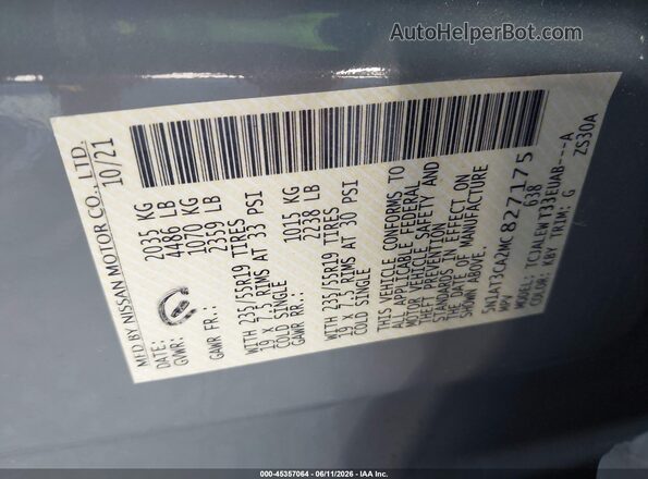 5N1AT3CA2MC827175 2021 NISSAN ROGUE Gray Vista del compartimento del motor