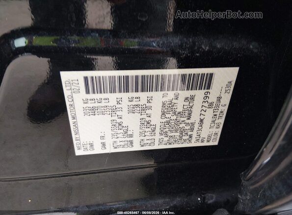 5N1AT3CA6MC727399 2021 NISSAN ROGUE Black Вид підкапотного простору