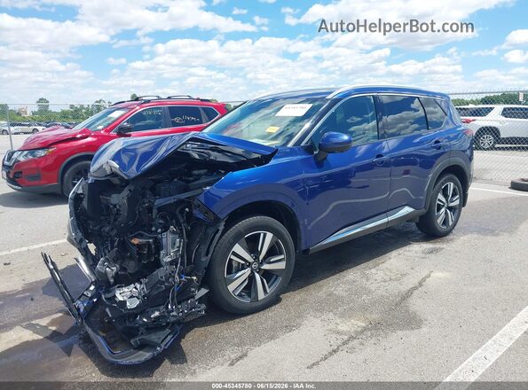 5N1AT3CBXMC697722 2021 NISSAN ROGUE Blue Передня ліва чверть