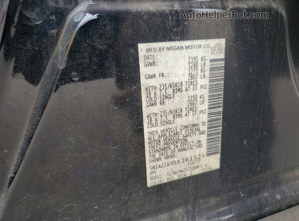 5N1AZ2AS0LN161523 2020 NISSAN MURANO Black 360 interior view