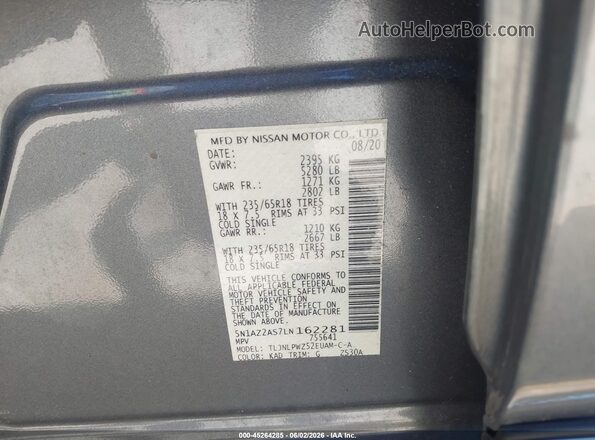 5N1AZ2AS7LN162281 2020 NISSAN MURANO Gray Widok komory silnika
