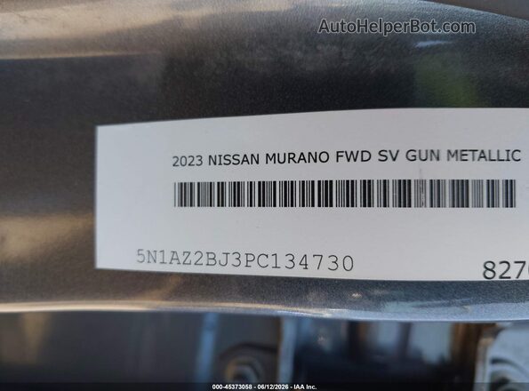 5N1AZ2BJ3PC134730 2023 NISSAN MURANO Gray Vista del compartimento del motor