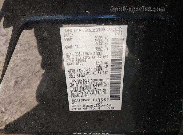 5N1AZ2BS2PC119385 2023 NISSAN MURANO Black Engine compartment view