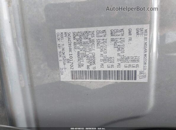 5N1AZ2BS4RC101702 2024 NISSAN MURANO Gray Engine compartment view