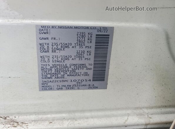 5N1AZ2CS9PC107054 2023 NISSAN MURANO White 