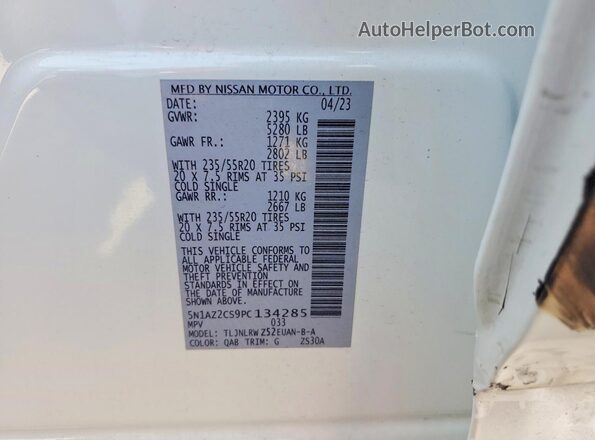 5N1AZ2CS9PC134285 2023 NISSAN MURANO Белый Вид подкапотного пространства