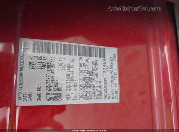 5N1AZ2CSXPC122369 2023 NISSAN MURANO Темно-бордовый Вид подкапотного пространства