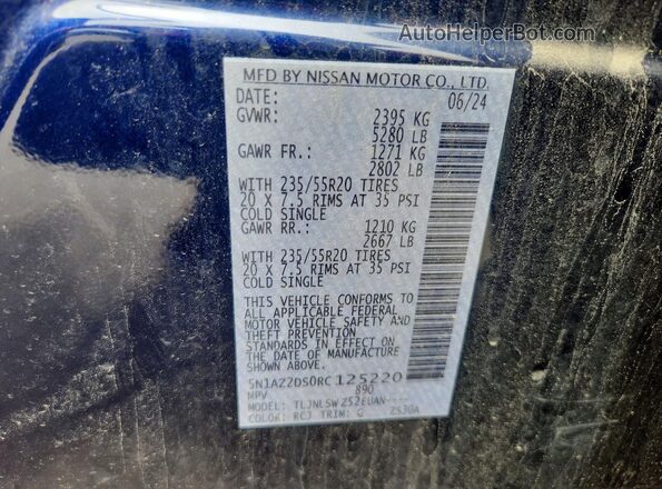 5N1AZ2DS0RC125220 2024 NISSAN MURANO Blue Rear interior view