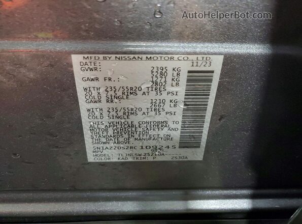5N1AZ2DS2RC109245 2024 NISSAN MURANO Gray Вид підкапотного простору