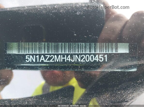 5N1AZ2MH4JN200451 2018 NISSAN MURANO Black Widok komory silnika