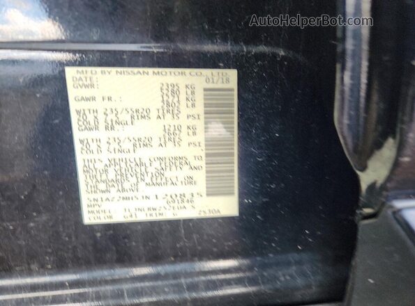 5N1AZ2MH5JN120835 2018 NISSAN MURANO Black VIN sticker view