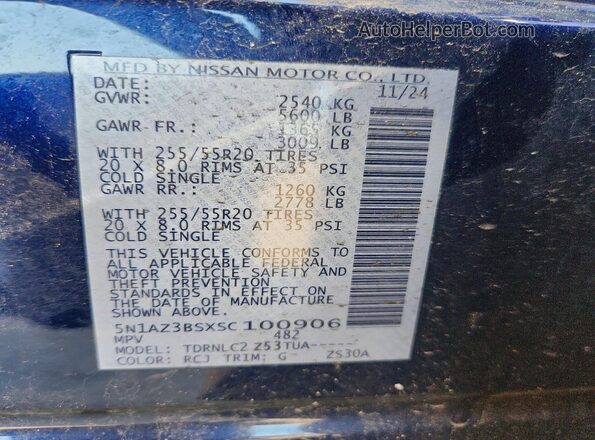 5N1AZ3BSXSC100906 2025 NISSAN MURANO Blue 